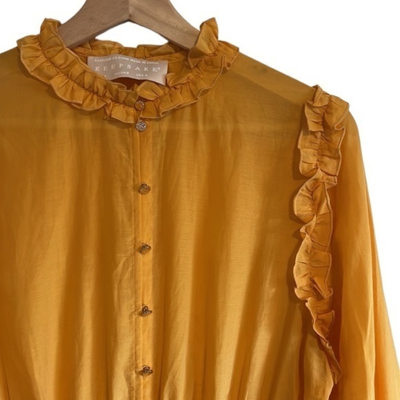 Keepsake The Label Long Sleeve Coquette Mini Dress Women’s Size 4‎ Silk Yellow - Picture 4 of 9